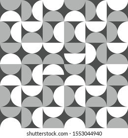 Semicircle seamless geometric pattern. Gray color. Modern texture. Art. Decor.