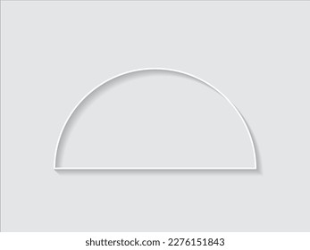 Semicircle and its shadow placed on a white background, background image