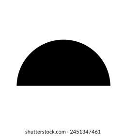 Semicircle shape icon. A half-circle  symbol. Isolated on a white background.