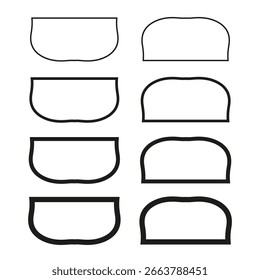 Semicircle shapes set. Rounded bottom outlines. Thick line Vector. Geometric form collection. EPS 10.
