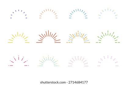 Coleção de Design de Vetor de Quadro de Sunburst em Semicírculo