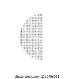 The semicircle symbol filled with black dots. Pointillism style. Vector illustration on white background