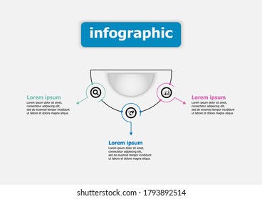 Plantilla de diseño de vector semicírculo para ilustración. Planear diseño infográfico plantilla de infografía de negocios con 3 opciones. Diseño de concepto creativo utilizado para banner web, diagrama, diseño, flujos de trabajo.