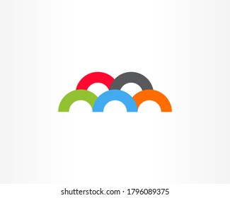 semi-circle vector logo design icon with colorful concept