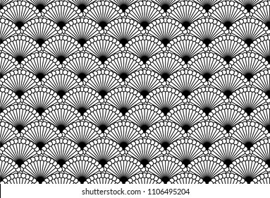 Semicircle vector pattern. Asian traditional ornament with repeated circle.