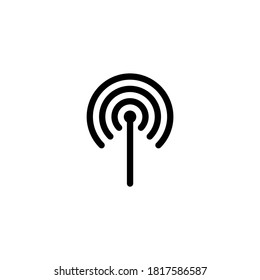 Icono inalámbrico y wifi semicírculo en negro y un amplificador o enrutador. Símbolo de red inalámbrica. Vector inalámbrico y wifi.