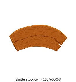 Semicircle wooden old road signboard or empty vintage post sign, cartoon vector illustration isolated on white background. Advertising rustic billboard made of planks.