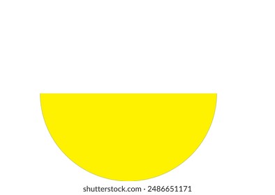 A semicircle yellow colour on a white background. The basic shape for kids. It can be used for educational purposes. The semicircle can combine with another shape to develop a new shape.