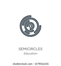 Semicircles icon. Thin linear semicircles outline icon isolated on white background from education collection. Line vector sign, symbol for web and mobile