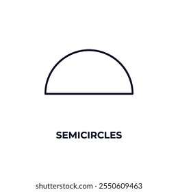 Icono de contorno de semicírculos. Vector lineal desde el concepto de educación. Icono de semicírculos de línea delgada aislado sobre fondo blanco