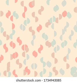 Semicircles  seamless pattern in retro style. Random abstract shapes endless wallpaper. Design for fabric, textile print, wrapping paper, cover. Vector illustration