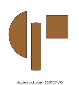 semicircles, straight lines and squares vector logo