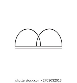 Icono de Vector de semicírculos en lineal, icono de contorno aislado sobre fondo blanco
