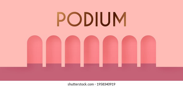 Semicircular arches. Empty stage. Showcase design. Product display