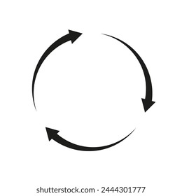 Las flechas semicirculares giran en círculo. Siguiéndonos unos a otros. Símbolo de Vector.	
