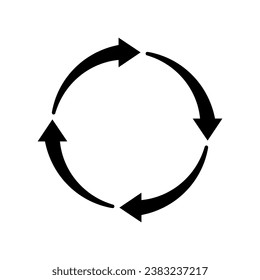 Semicircular arrows rotate. Following each other in a circle. Vector symbol.