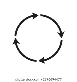 Semicircular arrows rotate. Following each other in a circle. Vector symbol.