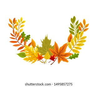Semicircular autumn composition. Vector illustration on a white background.