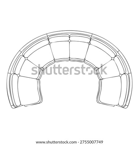 A semi-circular bench featuring segmented wooden slats and a curved metal frame. The includes multiple sections with evenly spaced wooden planks supported by a sturdy metal structure. The......