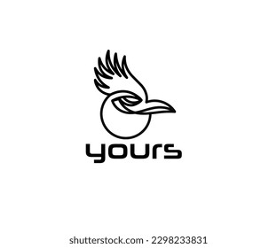 Semicircular bird head logo design with connecting lines, simple, elegant and minimalist