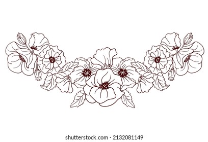 Semicircular Border Poppy Flowers Vector Illustration Stock Vector ...