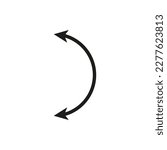 Semicircular curved thin long double ended arrow.