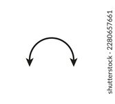 Semicircular curved thin long double ended arrow.