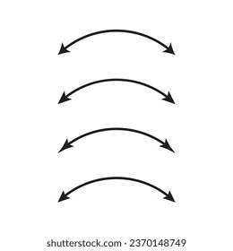Semicircular curved thin long double ended arrow. Dual semi circle arrow. Vector illustration.