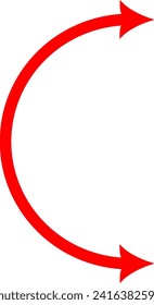 Semicircular curved thin long double ended arrow.. Replaceable vector design.