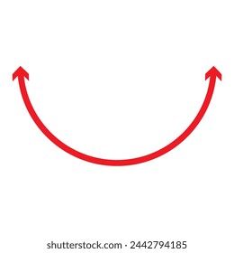  Semicircular curved thin long double ended arrow.. Replaceable vector design. Dual semi circle arrow.