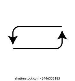 Semicircular curved thin long double ended arrow with white background. Vector illustration. Eps file 54.