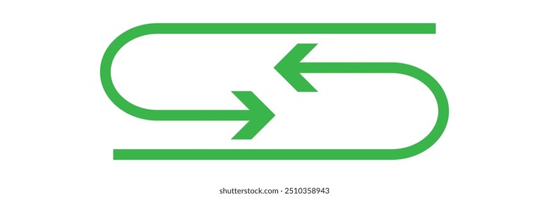 Semicircular curved thin long double ended arrow with white background. vector illustrator.