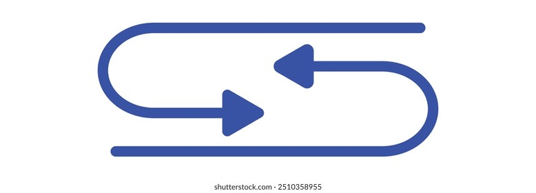 Semicircular curved thin long double ended arrow with white background. vector illustrator.