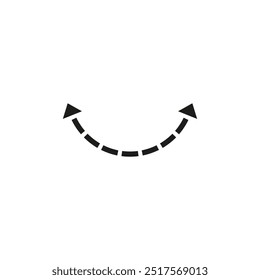 Semicircular curved thin long double ended arrow. Dual semi circle arrow. Vector illustration. 