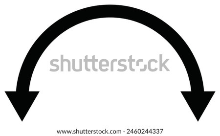 Semicircular curved thin long double ended arrow.. Replaceable vector design. Dual semi circle arrow. eps 10