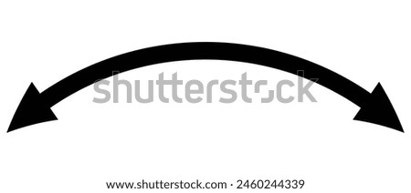 Semicircular curved thin long double ended arrow.. Replaceable vector design. Dual semi circle arrow. eps 10