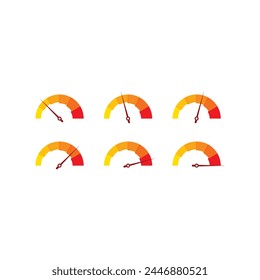 semicircular display concept. six step speedometer. yellow-red indicator concept