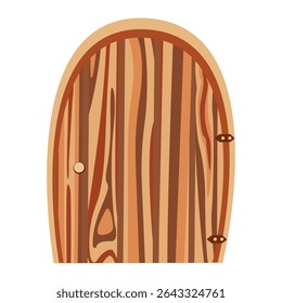 Semicircular door made of wooden planks.