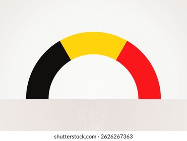Bandera semicircular de Bélgica. Forma de arco como un arco iris.