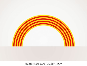 Bandeira semicircular da Catalunha. Forma de arco como um arco-íris.