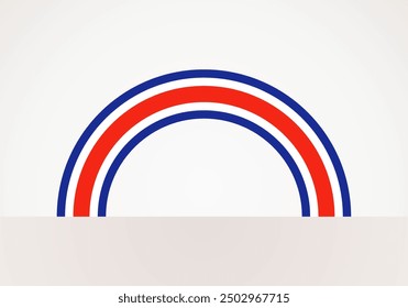 Semicircular flag of Costa Rica. Arc shape like a rainbow.