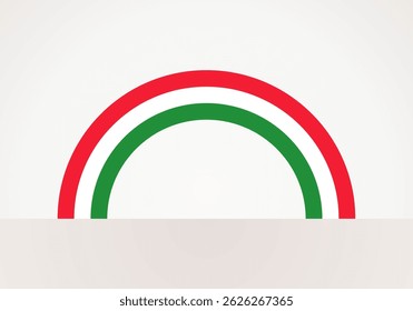 Semicircular flag of Hungary. Arc shape like a rainbow.