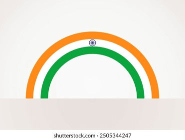 Semicircular flag of India. Arc shape like a rainbow.