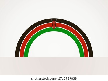 Halbrunde Flagge von Kenia. Der Bogen ist wie ein Regenbogen.