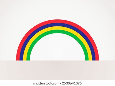 Semicircular flag of Mauritius. Arc shape like a rainbow.