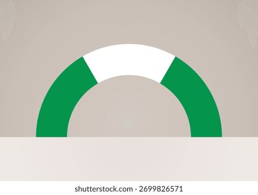 Halbrunde Flagge von Nigeria. Der Bogen ist wie ein Regenbogen.