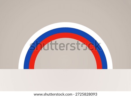 Semicircular flag of Russia. Arc shape like a rainbow.