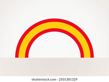 Semicircular flag of Spain. Arc shape like a rainbow.