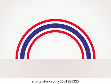 Semicircular flag of Thailand. Arc shape like a rainbow.