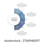 Semicircular infographic template with four options, segmented layout and icons